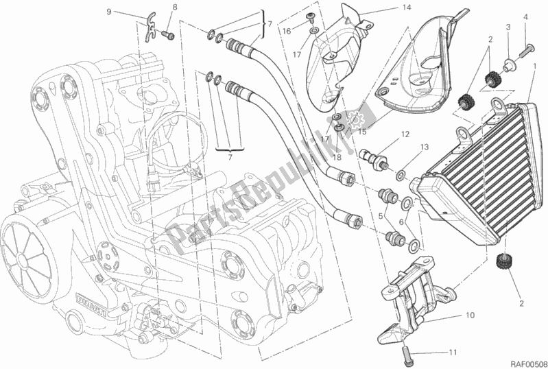 Tutte le parti per il Radiatore Dell'olio del Ducati Diavel FL Brasil 1200 2018